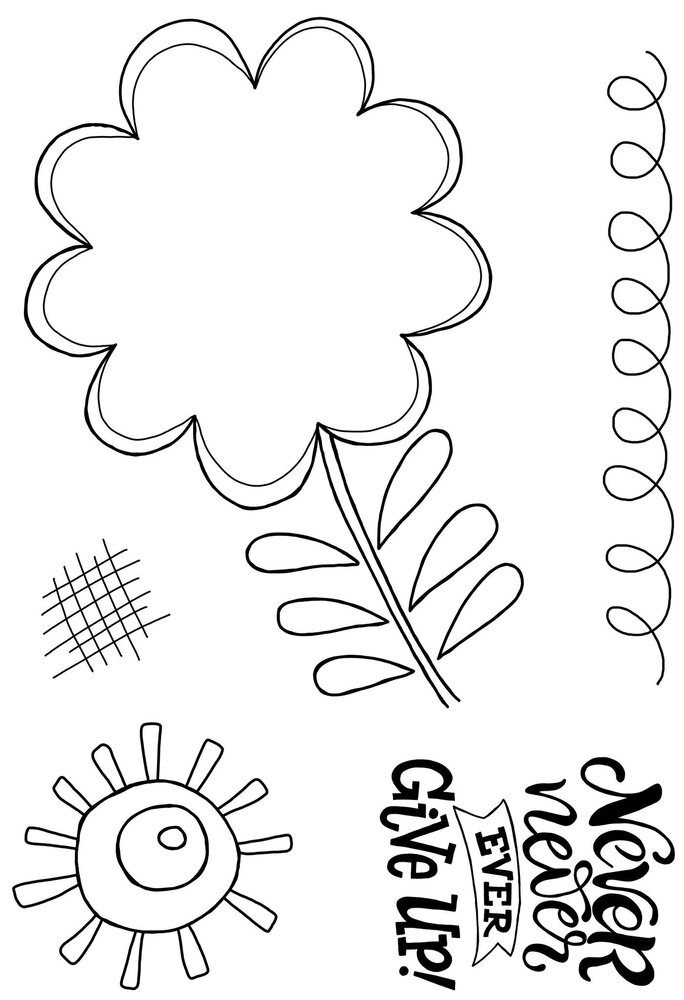 Woodware Petal Doodles Never Give Up Clear Stamps (JGS858) (OUTLET)