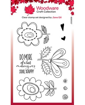 Woodware Petal Doodles Happy Soul Clear Stamps (JGS856) (OUTLET)