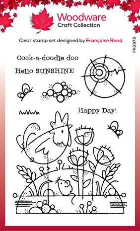 Woodware Rooster Meadow Clear Stamps (FRS973) (OUTLET)