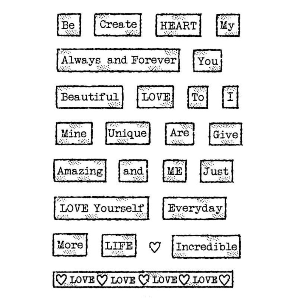 Woodware Love Tape Words Clear Stamps (FRS966) (OUTLET)