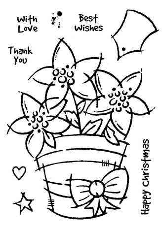 Woodware Potted Poinsettias Clear Stamps (FRS950) (OUTLET)