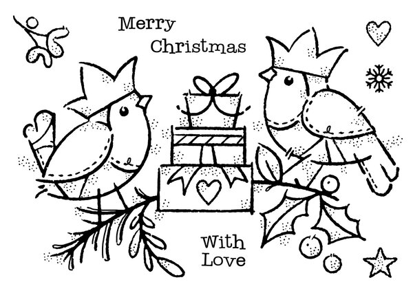 Woodware Robin Party Clear Stamps (FRS942) (OUTLET)