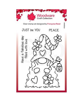 Woodware Flower Power Gnome Clear Stamp (FRS844) (OUTLET)