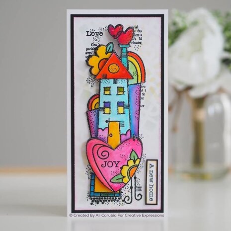 Woodware Rainbow House Clear Stamp (FRS409) (OUTLET)