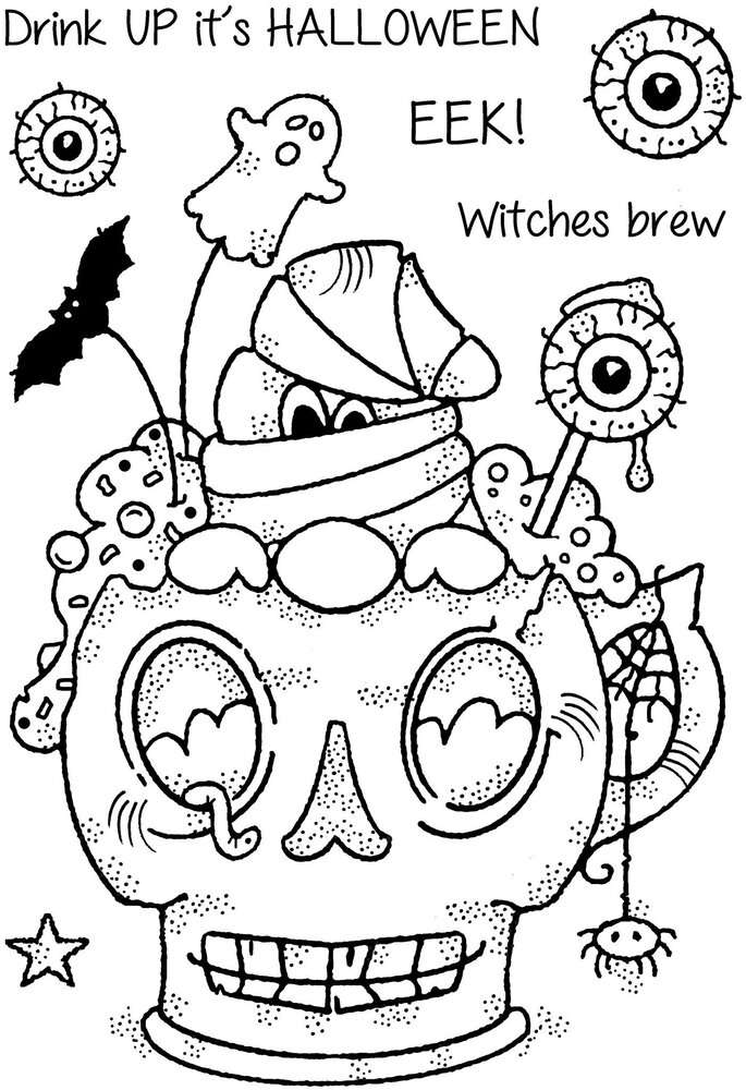 Woodware Spooky Cup Clear Stamps (FRS1009) (OUTLET)