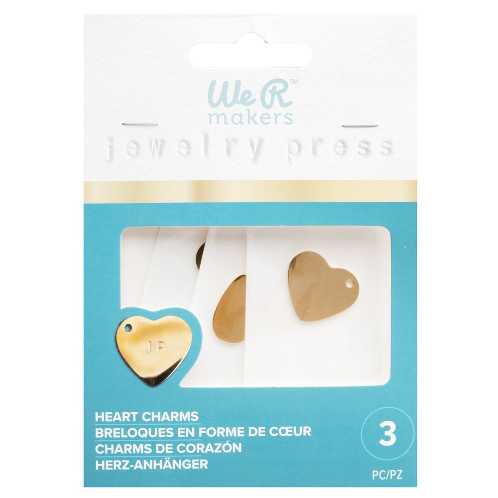 We R Makers Jewelry Press Charms Stainless Steel Heart (3pcs) (60000639) (OUTLET)