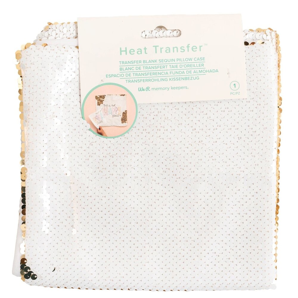 We R Makers Heat Transfer Blank Sequin Pillow Gold/White (660379) (OUTLET)