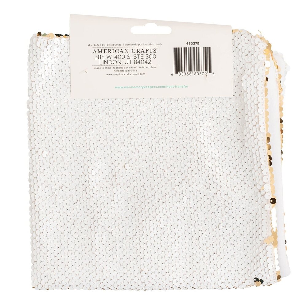 We R Makers Heat Transfer Blank Sequin Pillow Gold/White (660379) (OUTLET)