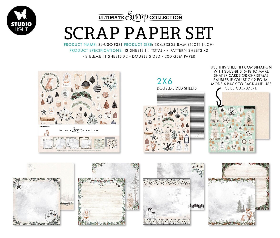 Studio Light Ultimate Scrap Collection 12x12 Inch Paper Pack Christmas (SL-USC-PS31) (OUTLET)