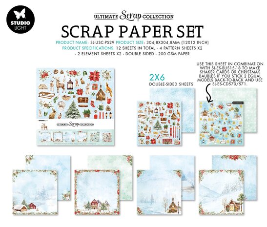 Studio Light Ultimate Scrap Collection 12x12 Inch Paper Pack Christmas (SL-USC-PS29) (OUTLET)