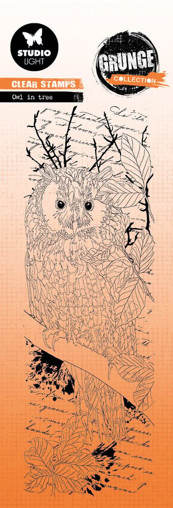 Studio Light Owl in Tree Grunge Stamps (SL-GR-STAMP447) (OUTLET)