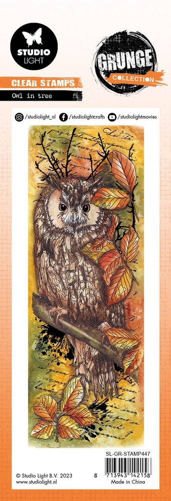 Studio Light Owl in Tree Grunge Stamps (SL-GR-STAMP447) (OUTLET)