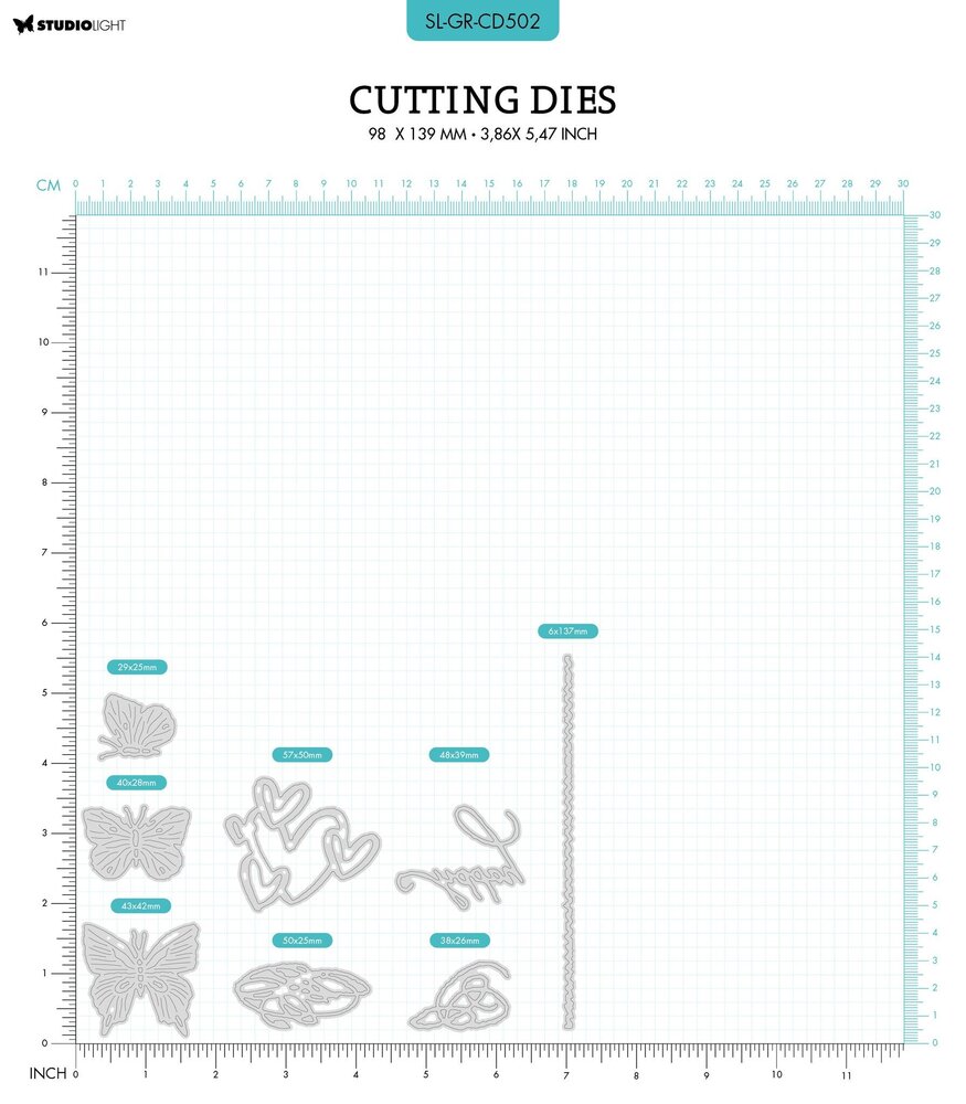 Studio Light Happy Butterfly Grunge Dies (SL-GR-CD502) (OUTLET)