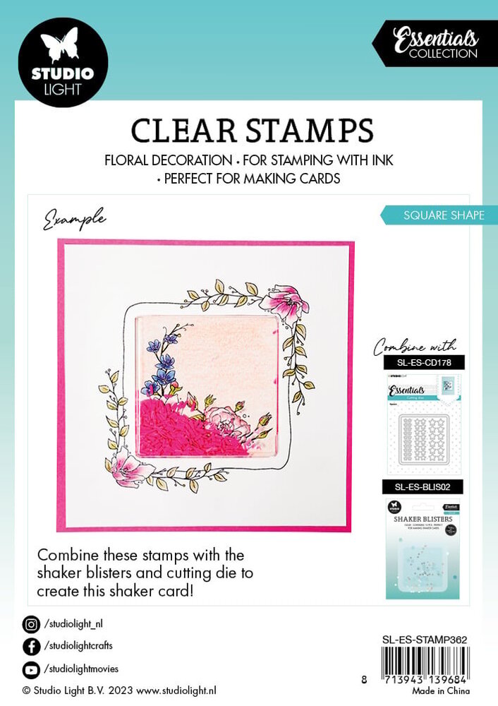 Studio Light Square Shape Essentials Clear Stamps (SL-ES-STAMP362) (OUTLET)