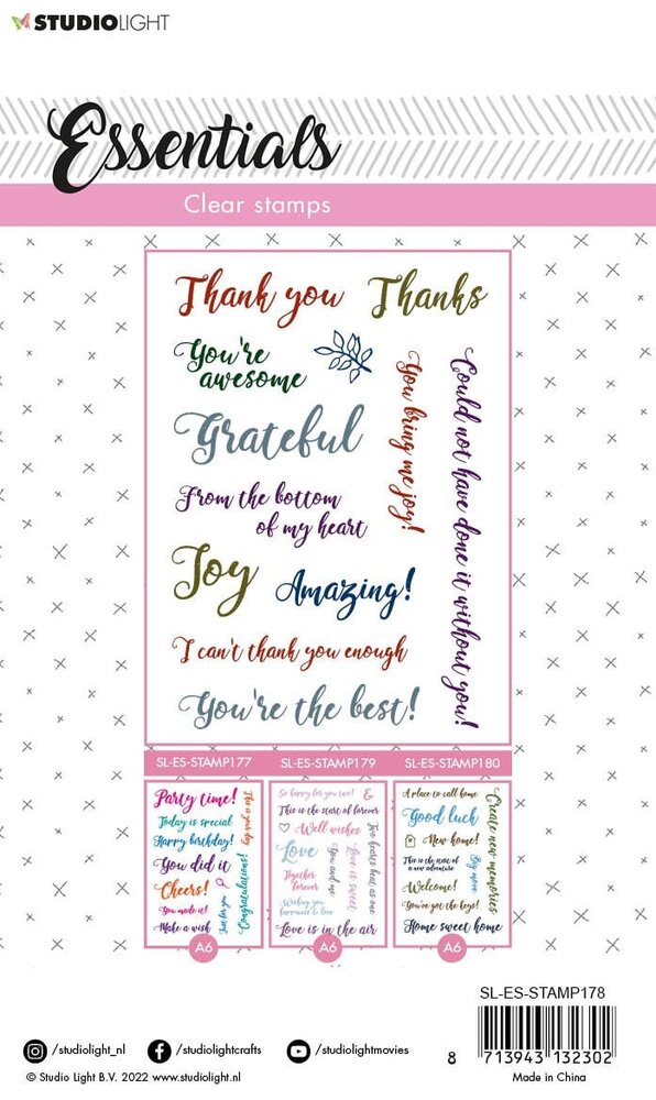 Studio Light Sentiments/Wishes Thanks Clear Stamps (SL-ES-STAMP178) (OUTLET)