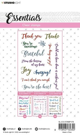 Studio Light Sentiments/Wishes Thanks Clear Stamps (SL-ES-STAMP178) (OUTLET)