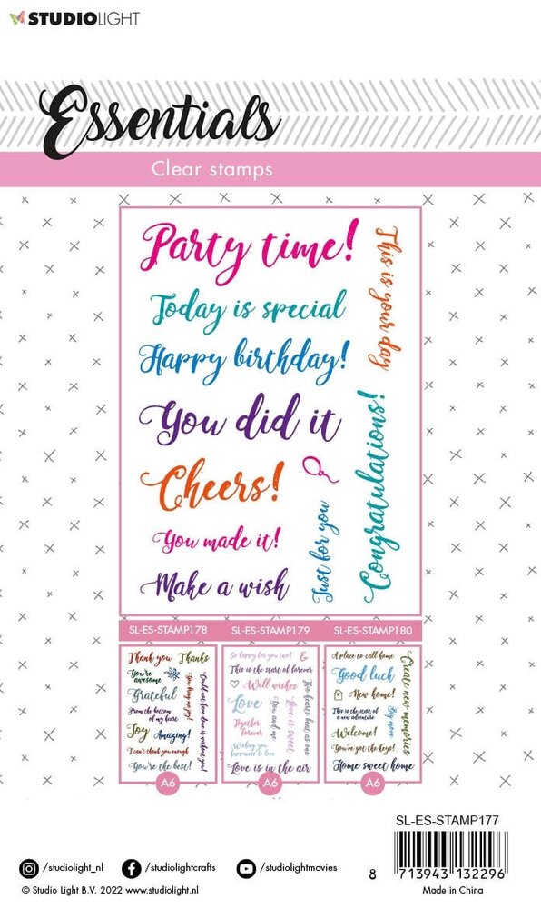 Studio Light Sentiments/Wishes Party Clear Stamps (SL-ES-STAMP177) (OUTLET)