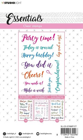 Studio Light Sentiments/Wishes Party Clear Stamps (SL-ES-STAMP177) (OUTLET)
