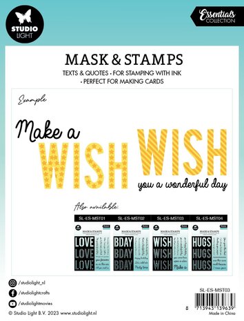 Studio Light Wish Sentiments Essentials Mask & Stamp (SL-ES-MST03) (OUTLET)