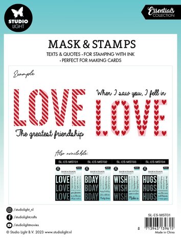 Studio Light Love Sentiments Essentials Mask & Stamp (SL-ES-MST01) (OUTLET)