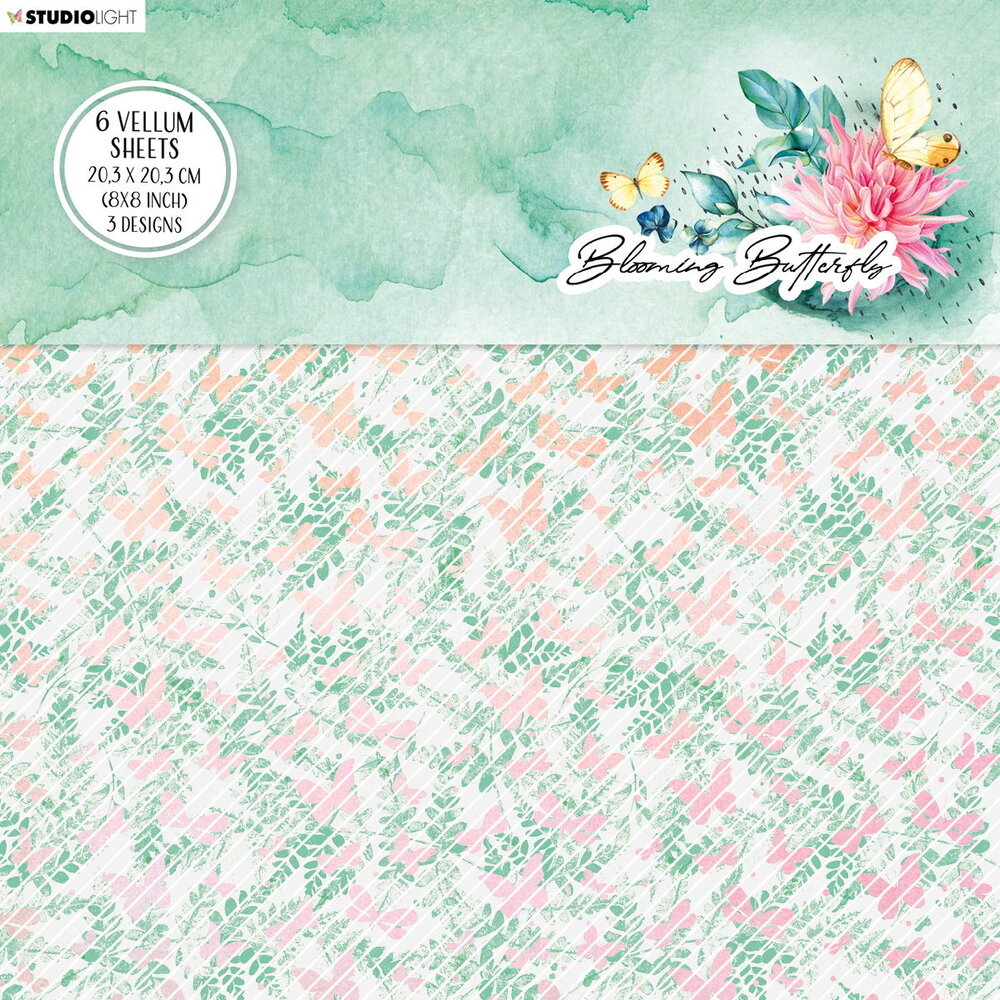 Studio Light Blooming Butterfly Vellum 8x8 Inch Sheets (6pcs) (SL-BB-VES03) (OUTLET)