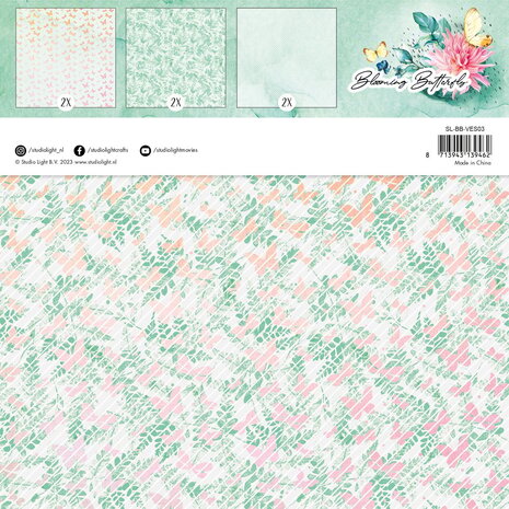 Studio Light Blooming Butterfly Vellum 8x8 Inch Sheets (6pcs) (SL-BB-VES03) (OUTLET)