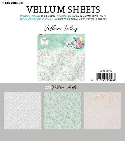 Studio Light Blooming Butterfly Vellum 8x8 Inch Sheets (6pcs) (SL-BB-VES03) (OUTLET)