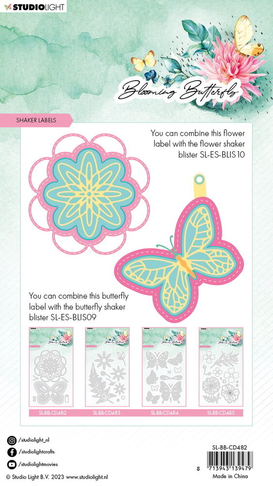 Studio Light Blooming Butterfly Cutting Die Shaker Labels (SL-BB-CD482) (OUTLET)
