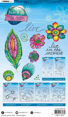 Studio Light Just Low Mindful Moodling Clear Stamps Feather and Flowers (JL-MM-STAMP188) (OUTLET)