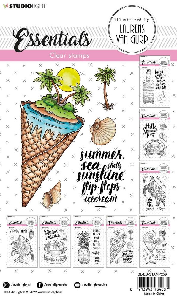 Studio Light Ice Cream Island Essentials Clear Stamps (BL-ES-STAMP259) (OUTLET)