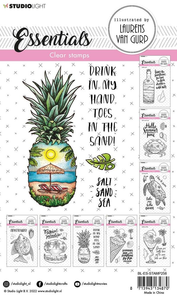 Studio Light Pineapple Beach Essentials Clear Stamps (BL-ES-STAMP258) (OUTLET)