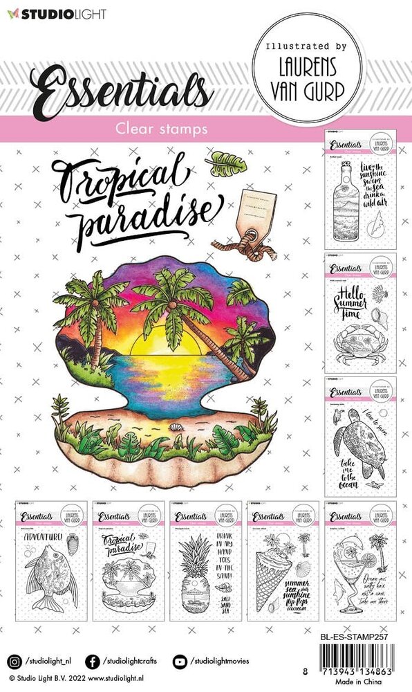 Studio Light Tropical Paradise Essentials Clear Stamps (BL-ES-STAMP257) (OUTLET)