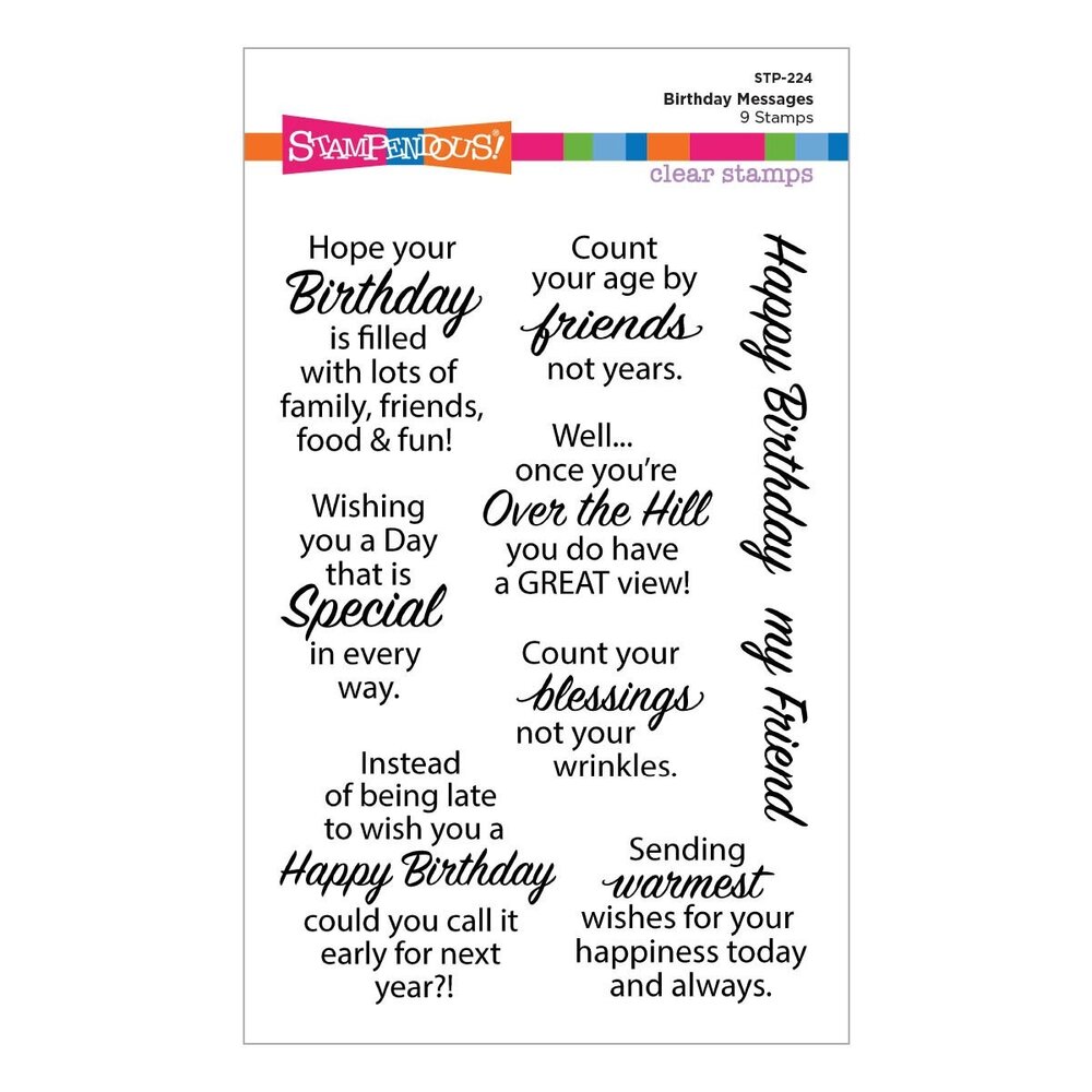 Stampendous! Birthday Messages Clear Stamp Set (STP-224) (OUTLET) Stampendous! Birthday Messages Clear Stamp Set (STP-224) (OUTLET)