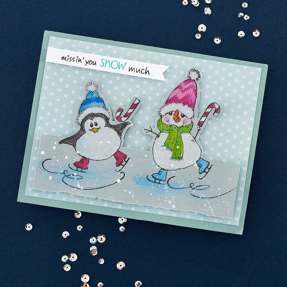Stampendous! FransFormer Snowy Penguins Clear Stamp Set (STP-220 ) (OUTLET)