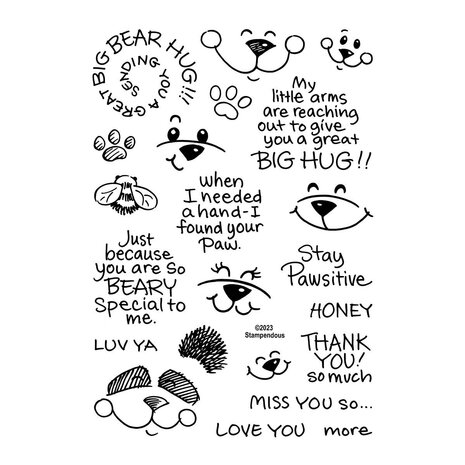 Stampendous! Bear Hugs Faces and Sentiments Clear Stamps (STP-200) (OUTLET)