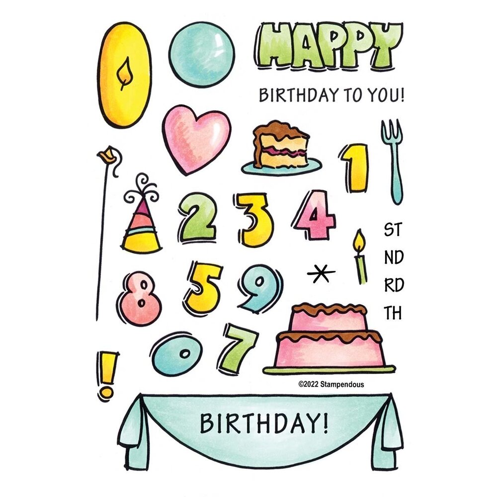 Stampendous! Birthday FransFormer Clear Stamps (STP-172) (OUTLET)