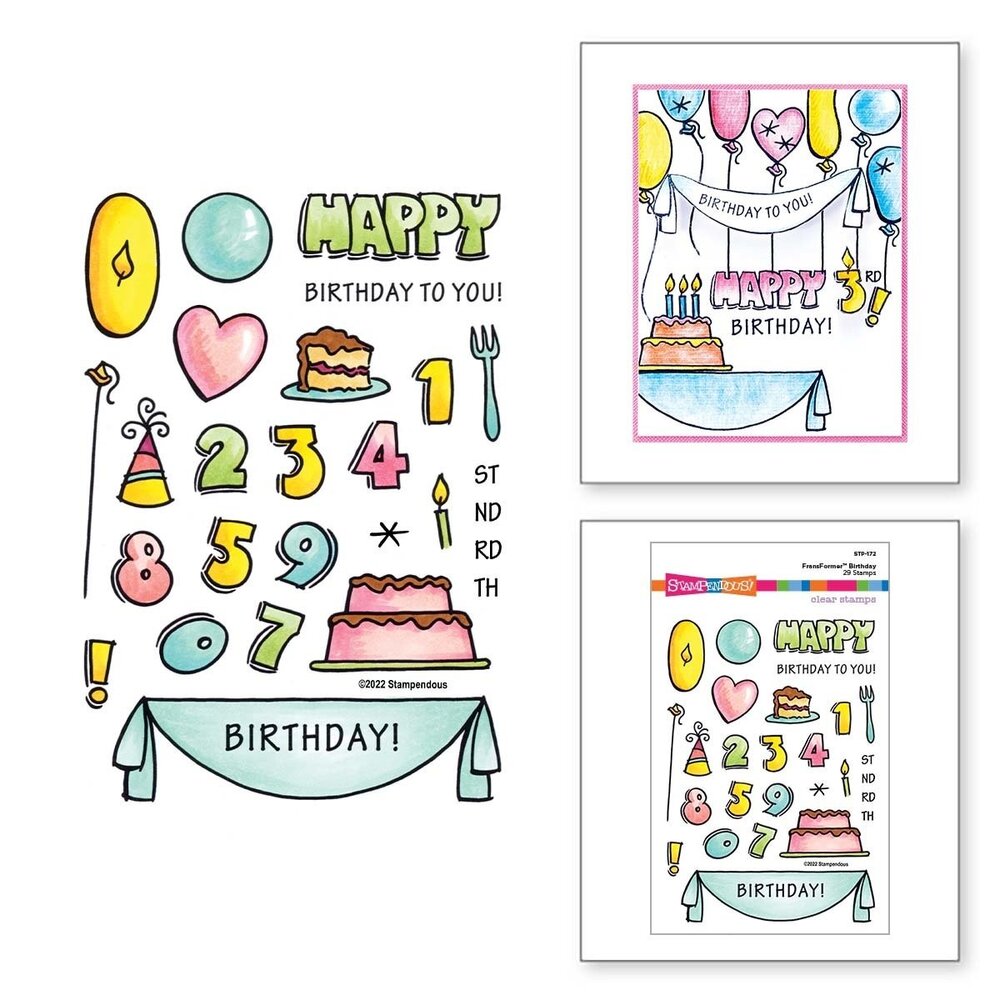 Stampendous! Birthday FransFormer Clear Stamps (STP-172) (OUTLET)