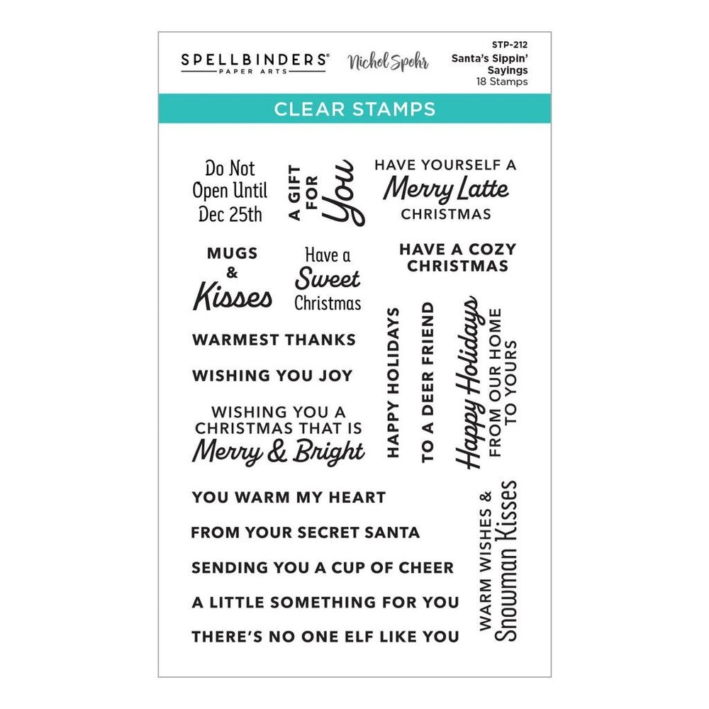 Spellbinders Santa’s Sippin’ Sayings Clear Stamp Set (STP-212) (OUTLET)
