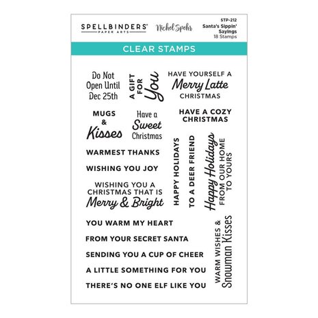 Spellbinders Santa’s Sippin’ Sayings Clear Stamp Set (STP-212) (OUTLET)
