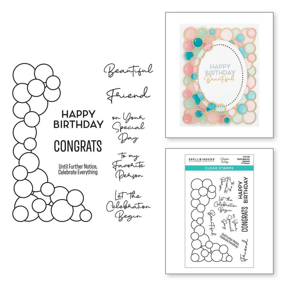 Spellbinders Party Balloon Garland Clear Stamp (STP-199) (OUTLET)