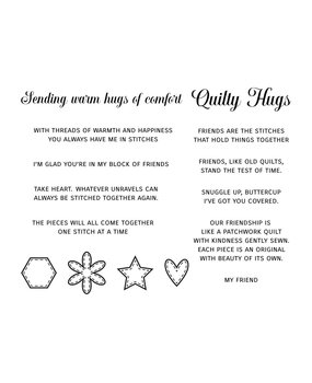 Spellbinders Quilty Hugs Sentiments Clear Stamp (STP-156) (OUTLET)