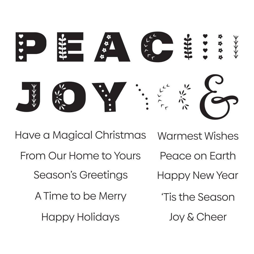 Spellbinders Peace & Joy Clear Stamp (STP-140) (OUTLET)