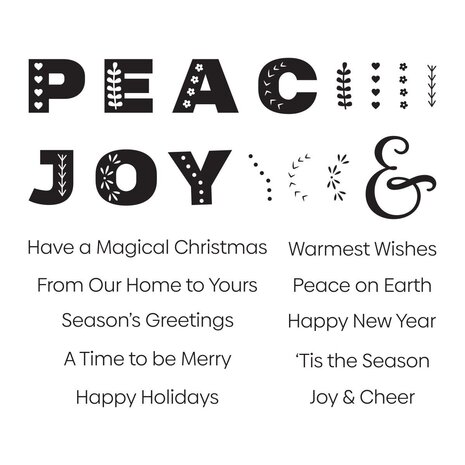 Spellbinders Peace & Joy Clear Stamp (STP-140) (OUTLET)