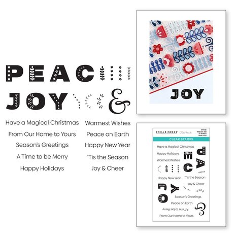 Spellbinders Peace & Joy Clear Stamp (STP-140) (OUTLET)