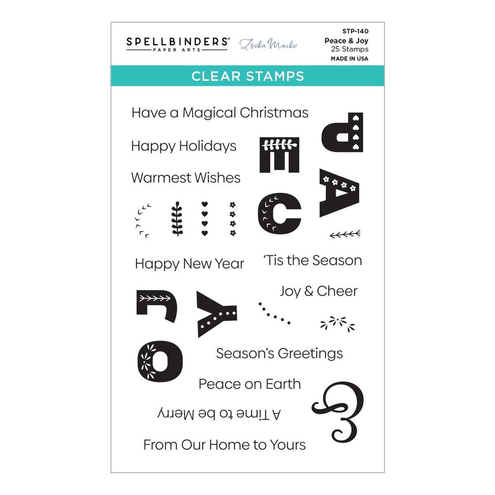 Spellbinders Peace & Joy Clear Stamp (STP-140) (OUTLET)