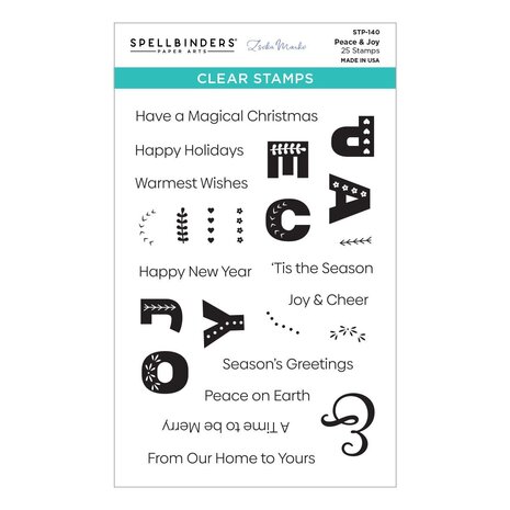 Spellbinders Peace & Joy Clear Stamp (STP-140) (OUTLET)