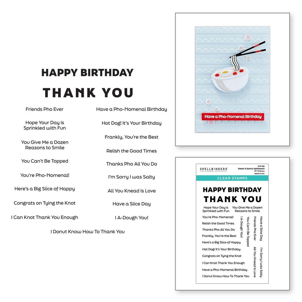 Spellbinders Sweet & Savory Sentiments Clear Stamp (STP-138) (OUTLET)