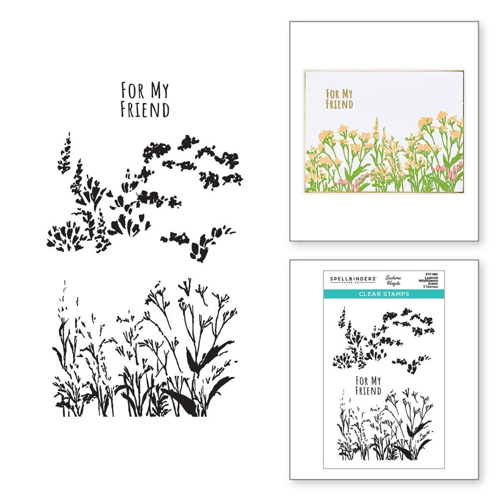 Spellbinders Layered Wildflowers Scene Clear Stamp (STP-086) (OUTLET)