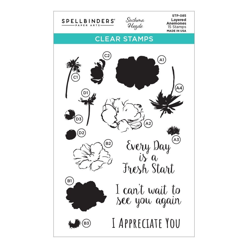Spellbinders Layered Anemones Clear Stamp (STP-085) (OUTLET)