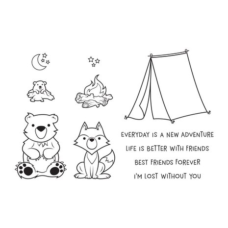 Spellbinders Campfire Critters Clear Stamp (STP-077) (OUTLET)